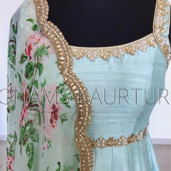 COPY - Poonams Kaurture PURE SILK CHIFFON FLORALS Anarkali - Picture 1 of 4